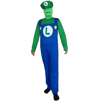 Luigi Adult Costume Super Mario Bros Spandex Body Suit Mens Halloween Cosplay • $34.59