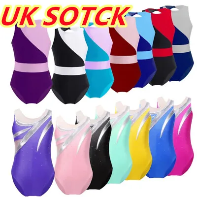 UK Kids Color Block Ballet Dance Bodysuit Sports Unitard Gymnastics Leotard  • £14.16