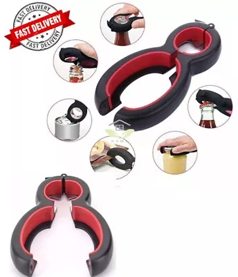 6 In 1 Bottle Twist Opener MultiFunction Can Jar Wine Beer Lid Bottles Arthritis • £9.09