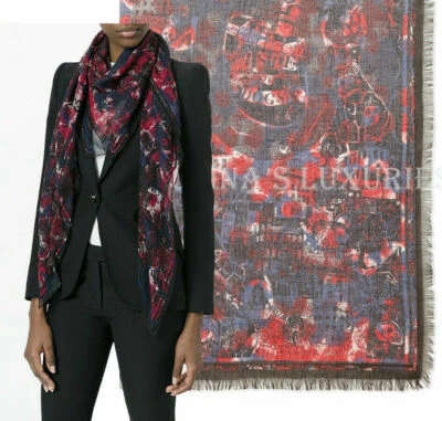 $326.45 • Buy Alexander Mcqueen Scarf Loves London Print Signature Silk Modal Square 54 