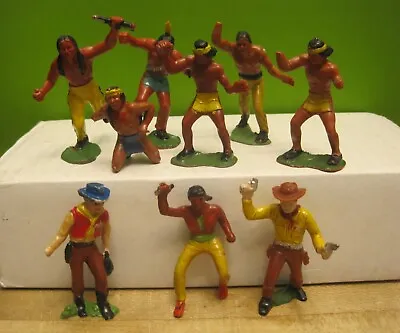 MARX WARRIORS OF THE WORLD INDIANS DAMAGED GERMAN MADE 60mm PLASTIC TOY SOLDIERS • $8.99