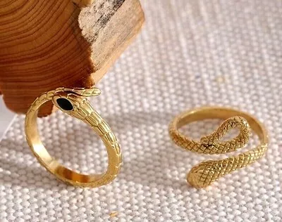 Snake Size Rings 18k Yellow Gold Plated Silver Knuckle Ring Open Women Jewelry • £13.53