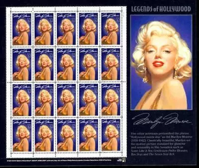 US 1995 SC #2967 Legends Of Hollywood - Marilyn Monroe Stamps Sheet Of 20 MNH • $12.50