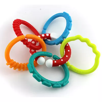 Silicone Stroller Gym Play Mat Toys Rainbow Ring Links • £5.03