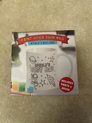 PAINT YOUR OWN MUG FOR HIM BEST DAD WITH PAINTS&BRUSH FATHERS Birthday GIFT • £12