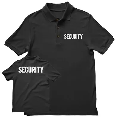 Mens Security Polo Shirt Front Back Print Tee Staff Event Uniform NYC Factory • $18.69