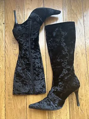 Amanda Smith  Boots WOMEN'S Black Size 10M FAUX SUEDE EMBROIDERD • $35