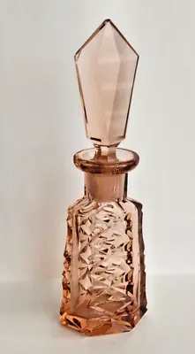 Czechoslovakia  Glass Perfume Vintage Bottle W/ Stopper  Pink/peach Color • $49