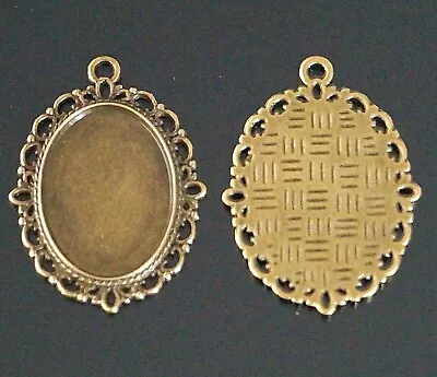 £4.99 • Buy 20 Bronze Oval Cabochon Cameo Settings Charms Pendants Tray 25 X 18 Mm TSC33