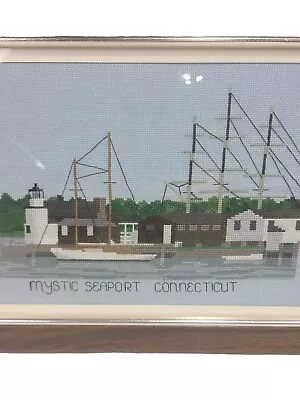 Counted Cross Stitch Finished Mystic Seaport CT Vintage Framed Needlepoint • $24.99