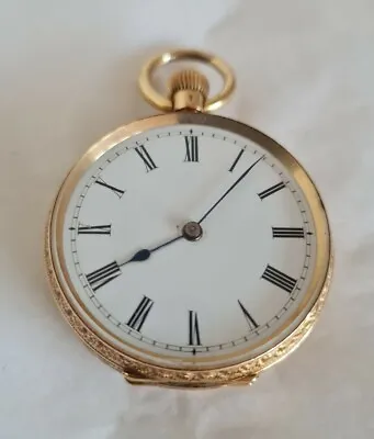 Continental 18ct Yellow Gold Cased Open Faced Pocket/fob Watch. Hand Engraved.  • £1185
