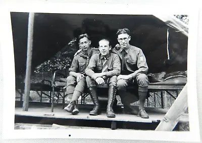 Three World War I Military Men Sit On Cots - 1928 Vintage Photograph • $17.08