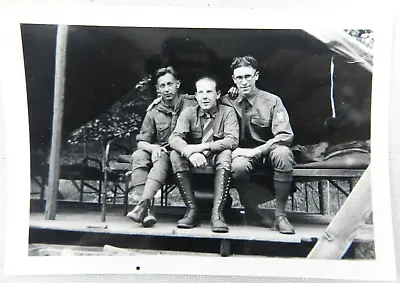 Three World War I Military Men Sit On Cots Under Tent - 1928 Vintage Photograph • $17.10
