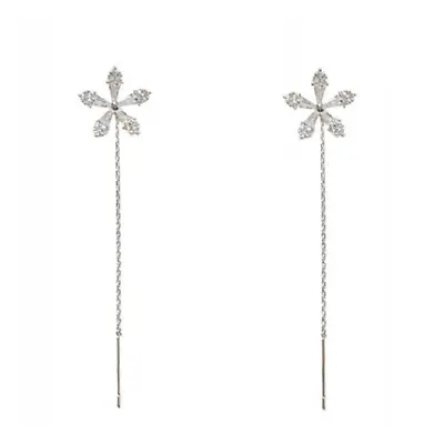 £3.59 • Buy Shiny Diamond Flower Earrings Crystal Flowers Tassel Chain Dangle Drop Earrings