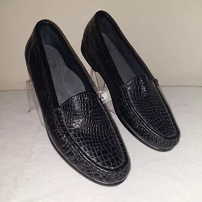 SAS Tripad Comfort Women's Shoes 11.5 N Loafer Shiny Snakebskin Scales Black • $26.99