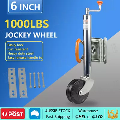 6  Trailer Jockey Wheel Swivel Bracket Swing Up 1000LBS Caravan Boat Heavy Duty • $26.95