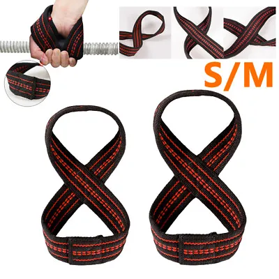 Weight Lifting Wrist Straps Figure Eight 8 Gym Deadlift Double Loop • £7.55