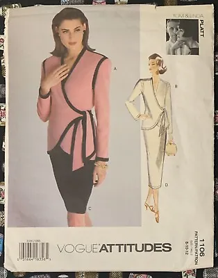 VOGUE ATTITUDES Tom & Linda Platt 1106 Misses’ Jacket & Skirt Sz 8-10-12 UC/FF • $19.99