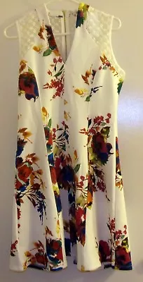 NWT Spence White Multi Floral Print V Neck To The Knee Dress Size 8 • $8