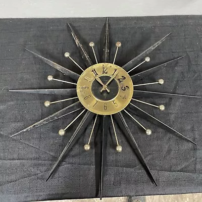 WELBY Starburst Sunburst Wall Clock FOR RESTORATION OR PARTS READ DESCRIPTION • $129.99