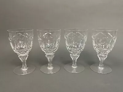 VINTAGE CUT LEAD CRYSTAL WINE GLASSES SET OF 4 UNSIGNED  6.5  Tall Stemware • $42