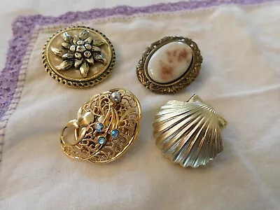 Scarf Clip Pendant Vintage Lot Jeri Lou Sea Shell Flower Rhinestones • $4