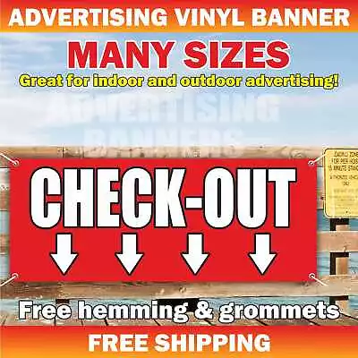 Check-out Advertising Banner Vinyl Sign Check-in Hotel Reception Motel Guest • $179.95