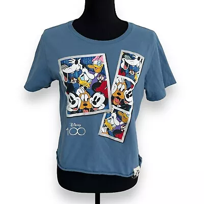 Disney 100 Mickey Mouse Fab 5 Photo Shoot Graphic Juniors Crop Top Size XL Blue • $9.99