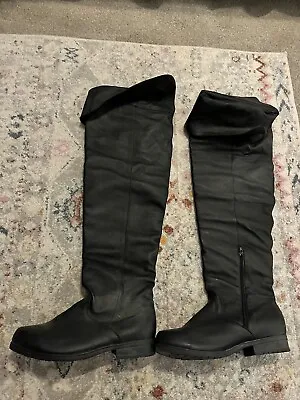 Men’s Tall Knee High Black Boots Cosplay Pirate Sz 12 • $29.99