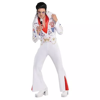 Rock And Roll Legend White Jumpsuit King Of Vegas Elvis Style Adult Costume STD • $49.95