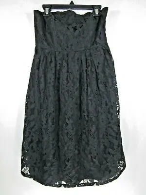 Women's Michael Stars Size 0 Black Lace Pleated Strapless Dress • $12.96