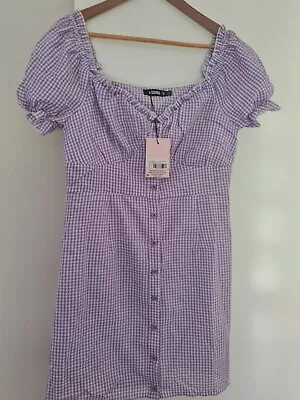 $25 • Buy ASOS Purple Gingham Dress By Misguided. Size 14 New With Tags