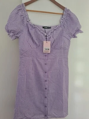 $10 • Buy ASOS Purple Gingham Dress By Misguided. Size 14 New With Tags
