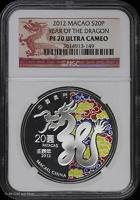 $699.95 • Buy 2012 1 Oz Silver Macao 20p Colorized Year Of The Dragon NGC PF 70 Ultra Cameo