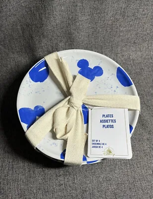 Mickey Mouse Icon Tidbit Blue Ceramic Salad Plates Set Of 4. 7 7/8” • $25