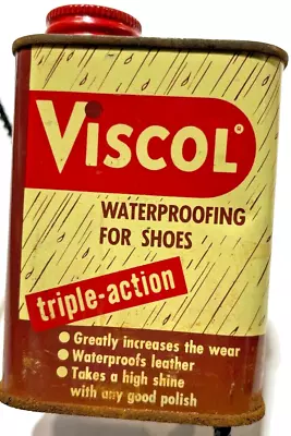 Vintage Tin Advertising VISCOL Waterproofing For Shoes - Almost Full! • $30