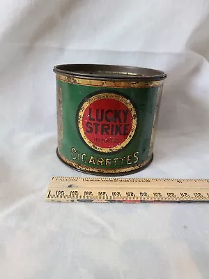 Vintage Advertising -Empty- Lucky Strike Round Tobacco Cigarette Tin • $44.99