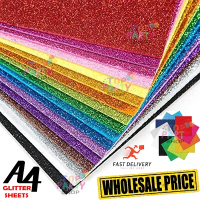 A4 Glitter Card Coloured Premium Quality Low Non Shed 250gsm Crafts Mixed • £26.99