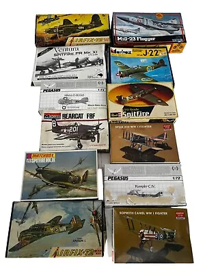 Lot Of 12 Vintage WW2 Plastic Model Plane Aircrafts Airplane Kits Old 1:72  #105 • $65