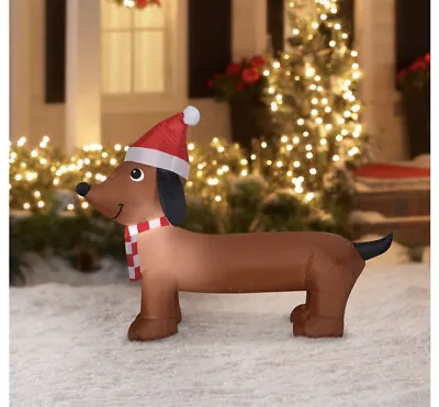 Holiday Time 4ft LED Dachshund Airblown Inflatable Yard Decor Indoor Outdoor • $36.93