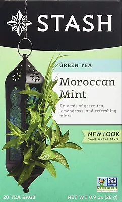 Stash Tea MOROCCAN MINT Green Tea Caffeinated Non-GMO Verified Premium (1 Box) • $13.96