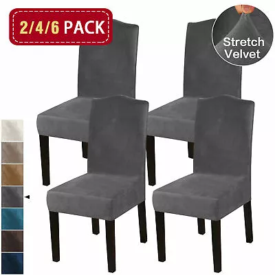 Thick Velvet Dining Chair Covers Slip Covers Dining Room Chairs Cover 2/4/6 Pack • $18.89