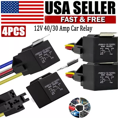 4Pcs 12V 40 Amp Car Auto 5-pin & Wire Relay Waterproof Plug Socket  Heavy Duty • $16.58