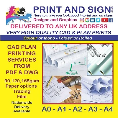 CAD Plan Plotting Large Format Printing A0 - COLOUR PDF Or DWG AutoCad Files • £4.95