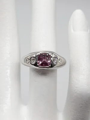 Antique $6000 Certified NO HEAT 1.63ct Pink Sapphire Diamond Platinum Mens Ring • $1650