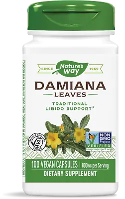 Nature's Way Damiana Leaves 400mg 100 Veggie Capsules | Aphrodisiac Mood Boost • £16.45