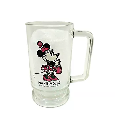 Vintage Disney Minnie Mouse Glass Stein Mug Clear Cup • $7.99