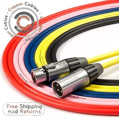 Female XLR To Male XLR Patch Cable. Balanced Mic Active Speaker Lead • £13.86