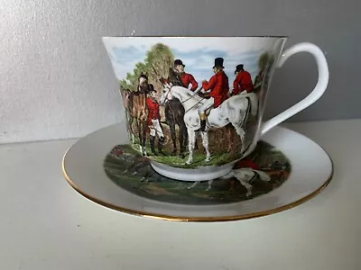 Queen's Crownford Fine Bone China Large Cup And Saucer Hunting Scene Deco Cup • £14.99