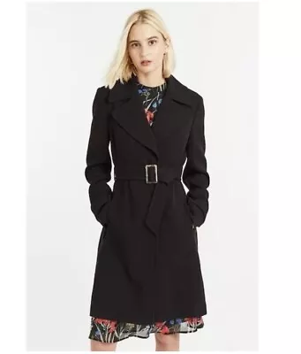 Oasis Skater Coat Ladies Size Medium Aspen Parka Style Maxi Coat Black New Belt • £34.99